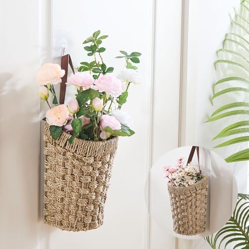 Handwoven Seagrass Boho Front Door Basket - Image 4