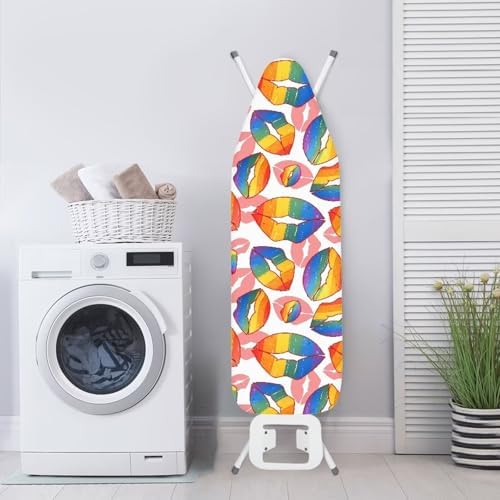 Rainbow Color Lip Steam Ironing Board Cover, Love Kiss LGBTQ Theme Stain - Image 3