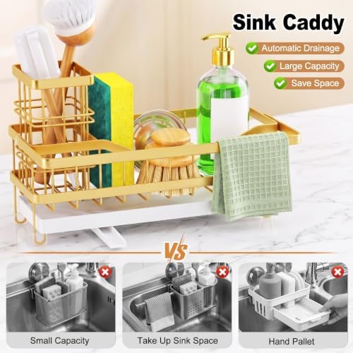 Sponge Holder for Kitchen Sink, Self-draining Sink Caddy - Image 4