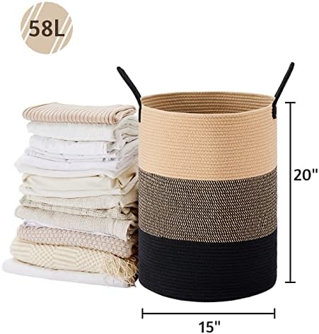 VIPOSCO 58L Tall Woven Laundry Basket Hamper - Image 5