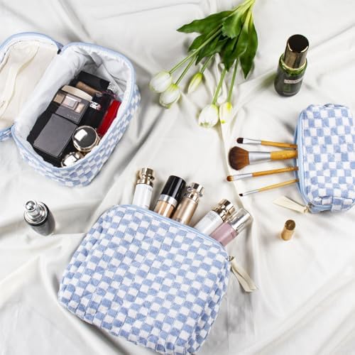 BuyCard Quilted Makeup Bag Set, CuteFloral Cotton Coquette Makeup Bag Toiletry - Image 6