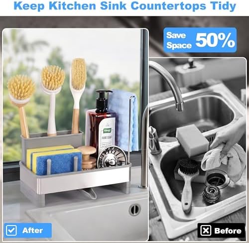 Sponge Holder for Kitchen Sink Caddy Organizer, Dish Brush Holder - Image 6