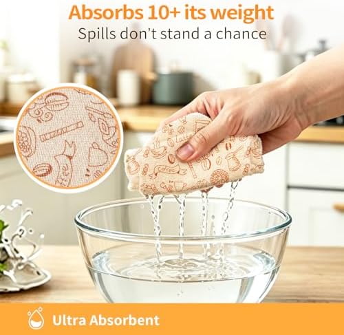 Viraelive Microfiber Cleaning Cloth Roll, 50 Pack, Food Pattern - Image 4