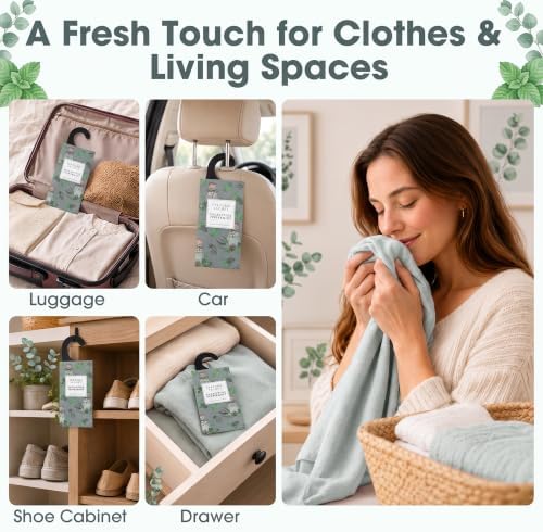 Large 12 Packs Eucalyptus Peppermint Hanging Scented Sachets Long-Lasting - Image 3