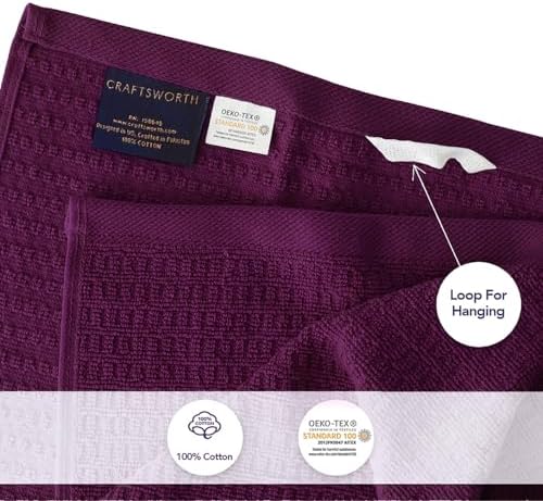CRAFTSWORTH Cotton Kitchen Towels15 x 26" Solid Purple Kitchen Hand Towels - Image 4
