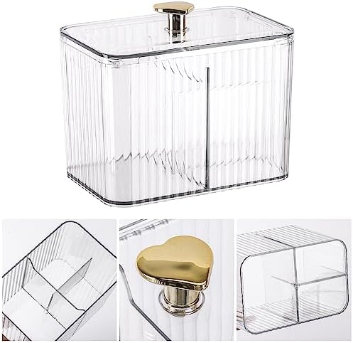 Tbestmax Qtip Holder Dispenser 3-Section Clear Bathroom Organizer Jar 3 Grids - Image 6