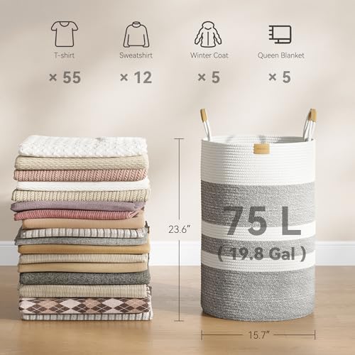Nunsino 75L Striped Laundry Hamper - Image 4