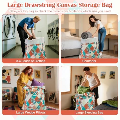 Canvas Laundry Bag with Handles & Drawstring, XL 33"Wx 35"H - Image 6