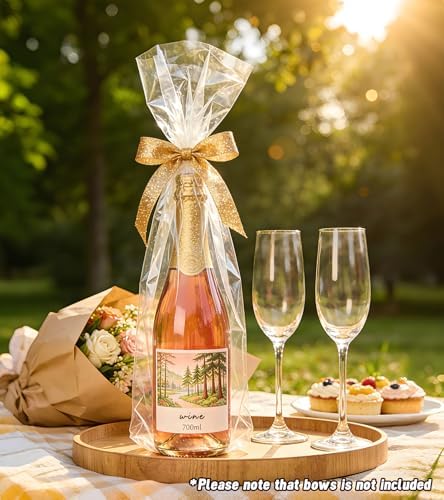Yuiicaov Cellophane Bags for Wine Bottles, 6x18 Inches 70Pcs Clear Wine Gift - Image 4