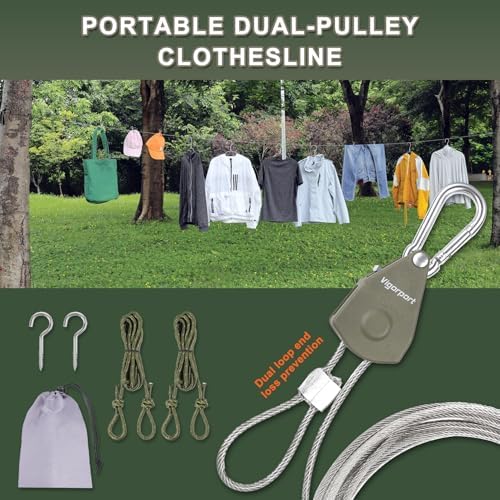 Vigorport Outdoor Retractable Clothesline, Portable Travel Clothes Line - Image 4