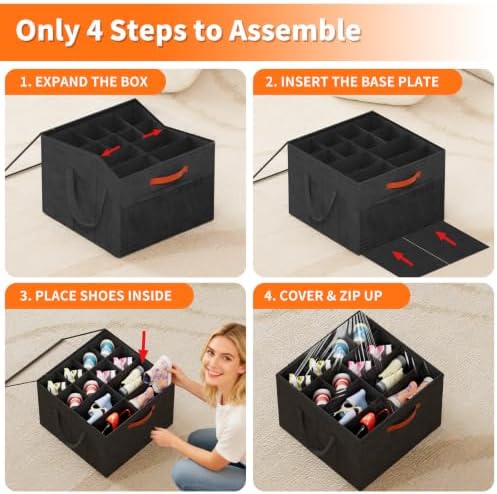 Aokeyee 2 Pack Shoe Organizer for Closet, Stackable Shoe Storage Box - Image 6