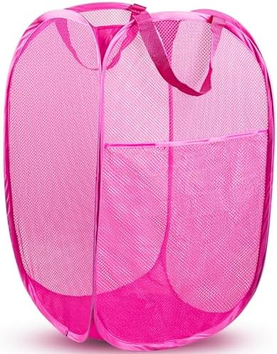 Pop Up Laundry Hamper, 70 L Collapsible Mesh Basket by Unknown