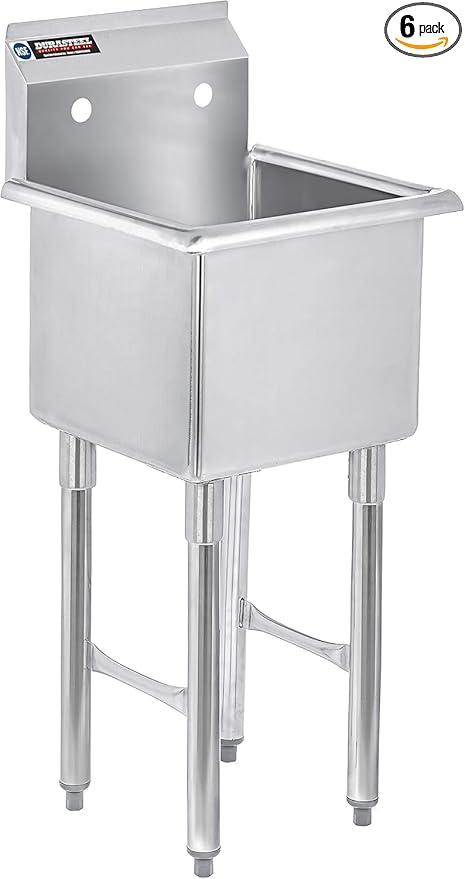 DuraSteel 304 Commercial Stainless Steel Utility Sink - 15 Inch Tub Freestanding Prep Kitchen Sink - NSF Hand Wash Station for Kitchen Sinks, Outdoor, Laundry Room, Garage Slop Small Kitchenette