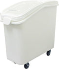 TrueCraftware- 21 Gallon (335 Cups) Shelf Ingredient Bin White with Clear Sliding Lid Casters & Measuring Scoop- Plastic Kitchen Pantry Storage Bin for Dry Food Flour Sugar Kitchen Restaurant