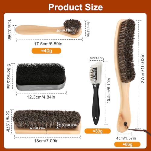 5pcs Horsehair Shoe Brush Premium Shoe Polish Brush, Horsehair Felt Hat Brush - Image 2