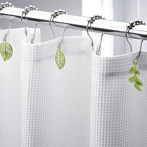 12pcs Tree Leaf Shower Curtain Hooks Rings, Woodland Forest Style Theme Home - Image 4