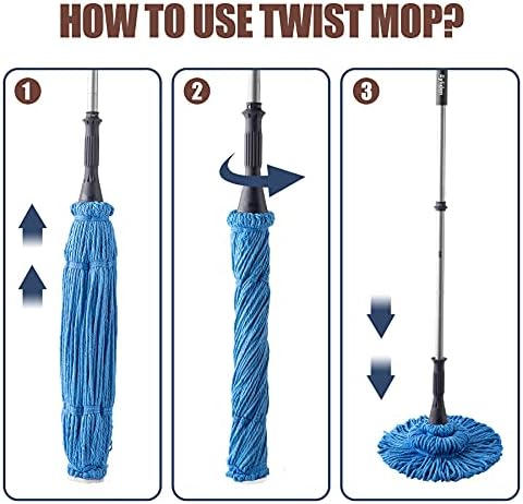 Eyliden Mop with 2 Reusable Microfiber Heads, Easy Wringing Twist Mop - Image 5