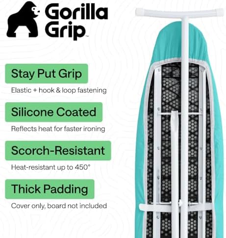 GORILLA GRIP Padded Ironing Board Cover, 15x54 Turquoise - Image 2