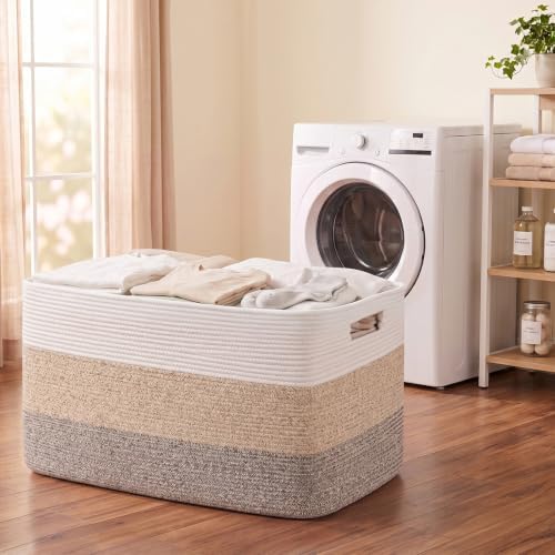 OIAHOMY 108L Extra Large Blanket Basket Dog Toy Basket Gradient Brown - Image 6