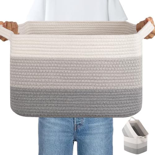 OIAHOMY 30L Storage Basket Large Blanket Basket Living Room Gray 3-Pack by MasterofSpaceOptimization