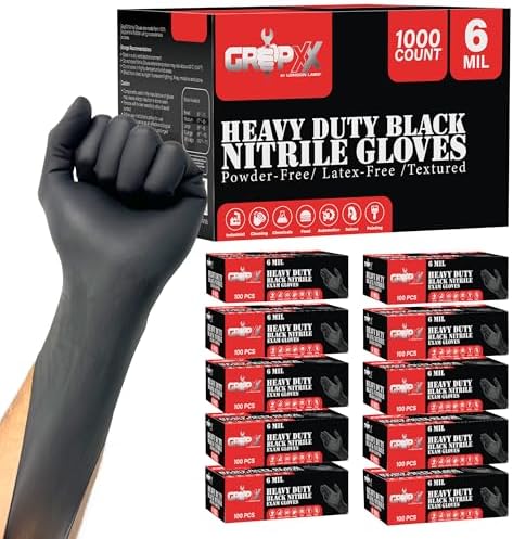 London Labs Heavy Duty 6 Mil Black Nitrile Gloves by LONDONLABS