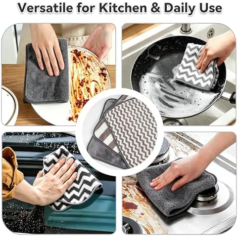 Microfiber Cleaning Cloths, 6 Pack Gray Kitchen Towels - Image 6