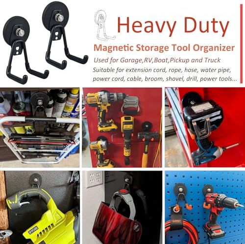 ULIBERMAGNET Heavy Duty Magnetic Garage Hooks, 4 Pack Strong Large Magnet Hook - Image 2