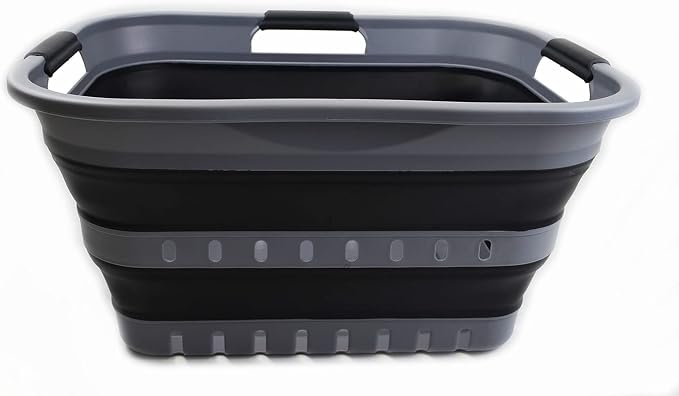 SAMMART 30L Collapsible 3 Handled Plastic Laundry Basket by SAMMART