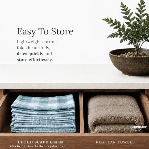 Cloud Scape Linen Premium Kitchen Towels Set of 6, Quick Dry - Image 6