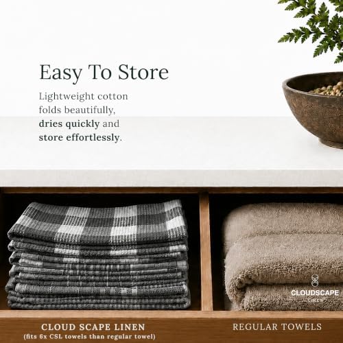 Cloud Scape Linen Premium Kitchen Towels Set of 6, Quick Dry - Image 7