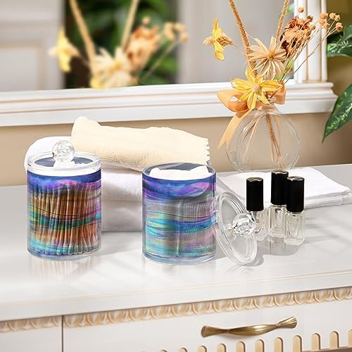 2 Pack Apothecary Jars Bathroom Iridescent Qtip Holder Dispenser Clear Plastic - Image 7