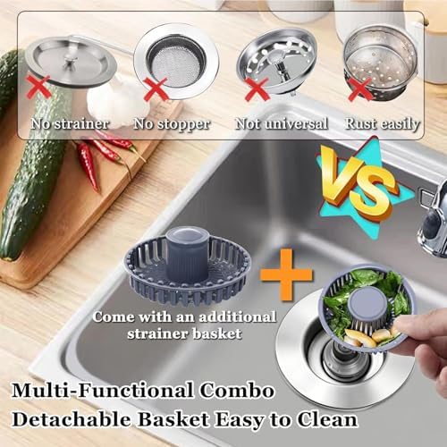 BAOLSLS 3 in 1 Kitchen Sink Stopper, Pop Up Kitchen Sink Drain Strainer - Image 4