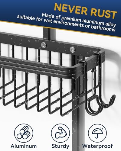 YASONIC Never Rust Shower Caddy Hanging, Aluminum Shower Racks - Image 4