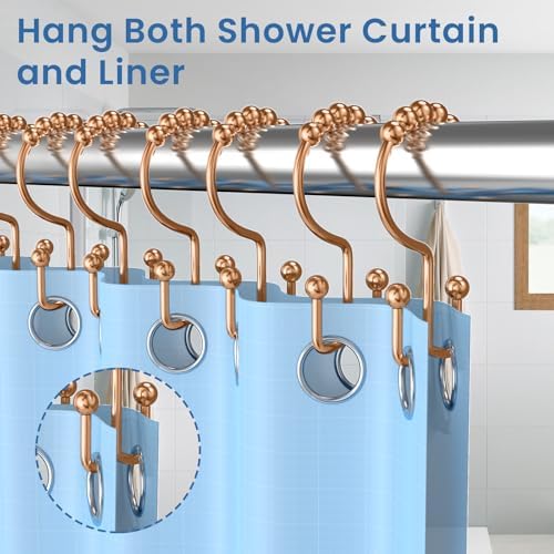 Rose Gold Shower Curtain Hooks Double Sided - Image 4