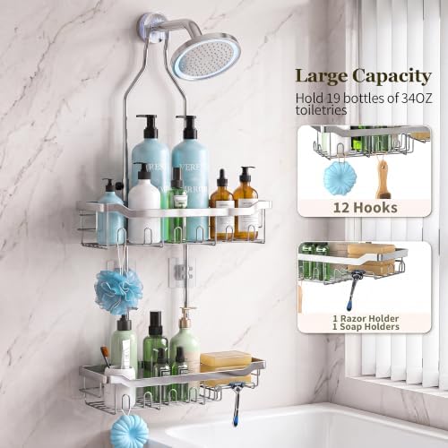 Adjustable Shower Caddy Hanging Rustproof: Tool-free Height Adjustment - Image 7
