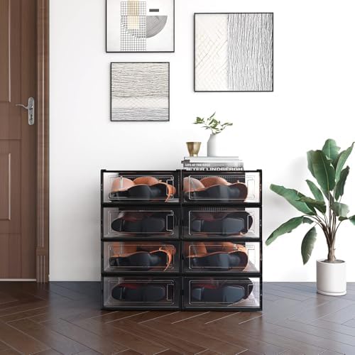 8-Piece Boot and Shoe Storage Box, Stackable Clear Plastic Shoe Box, - Image 2