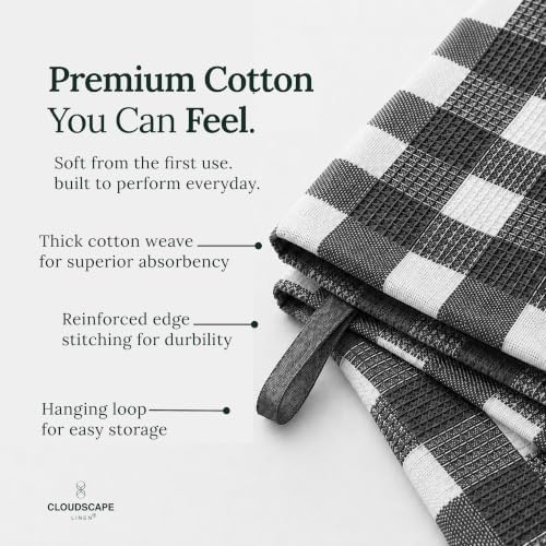 Cloud Scape Linen Premium Kitchen Towels Set of 6, Quick Dry - Image 2