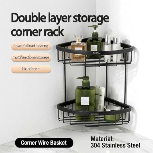 Corner Shower Caddy, 201 Stainless Steel Bathroom Shelf Organizer, Wall Mounted - Image 5