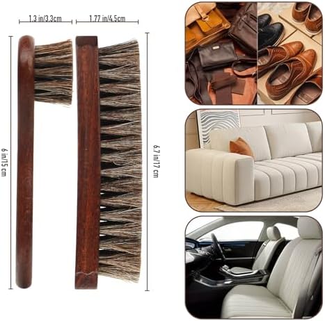 3-Piece 100% Horse Hair Shoe Brush Kit Premium Dauber Applicators Leather Care - Image 6