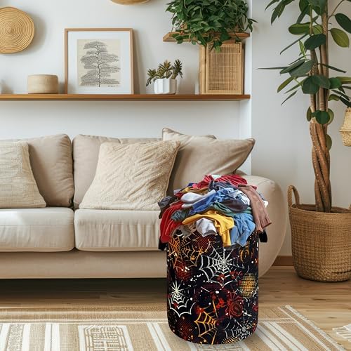 Spider Web Laundry Basket Oxford Cloth Foldable Hamper 18.9x16.5 Inch - Image 2