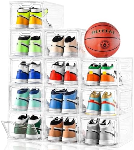 12 Pack Thicken & Sturdy Clear Shoe Storage Organizer by Stebopum