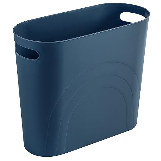 rejomiik Small Bathroom Trash Can, 3.5 Gallon Slim Garbage Can, Teal Blue | by rejomiik