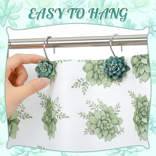 Amyhill 12 Pcs Succulents Plants Decorative Cute Shower Curtain Hooks Mini - Image 4