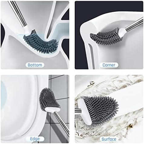 Sellemer Silicone Toilet Brush, Ventilation Slots Base Holder 1 Pack - Image 2