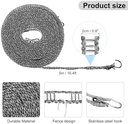 uxcell Windproof Clothesline, 5M 16.4ft Plastic Non-Slip Clothes Drying Rope - Image 2