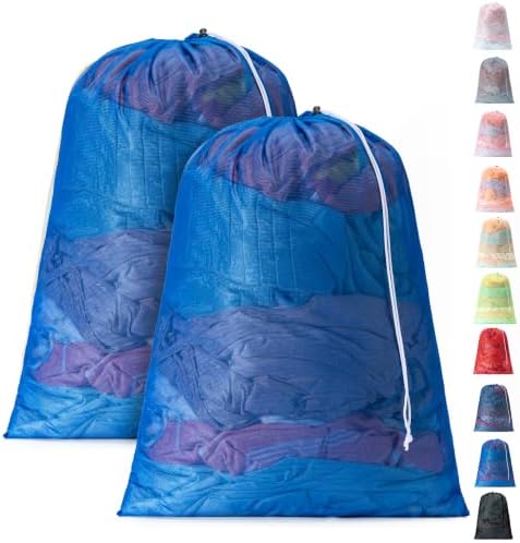 2 Pack Mesh Travel Laundry Bag 24" x 36"Extra Large Dirty Clothes Organizer by Unknown