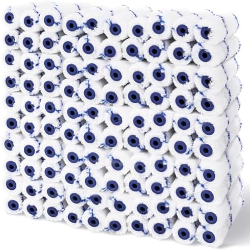100pcs 4 Inch Microfiber Paint Roller Covers 1/3" Nap, Non-Shedding by Pinstone