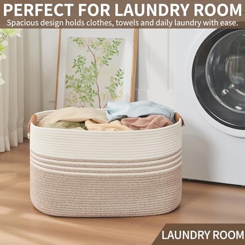 DOFASAYI Laundry Hamper with Handles, 72L Rope Laundry Basket, Light Brown - Image 5