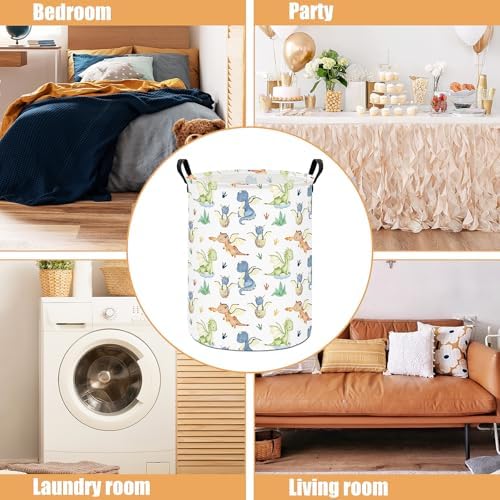 Round Laundry Basket Collapsible Storage Hamper Parent-child Dragon - Image 3