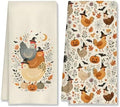 Halloween Farmhouse Chicken Kitchen Towels 16x24 Inch Set of 2 by HUGANE